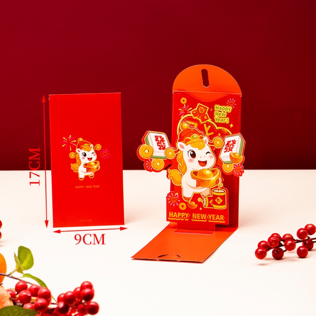 Horse Year Angbao 2026 CNY Red Packet 3D Pop-up Special Envelope Angpao ...