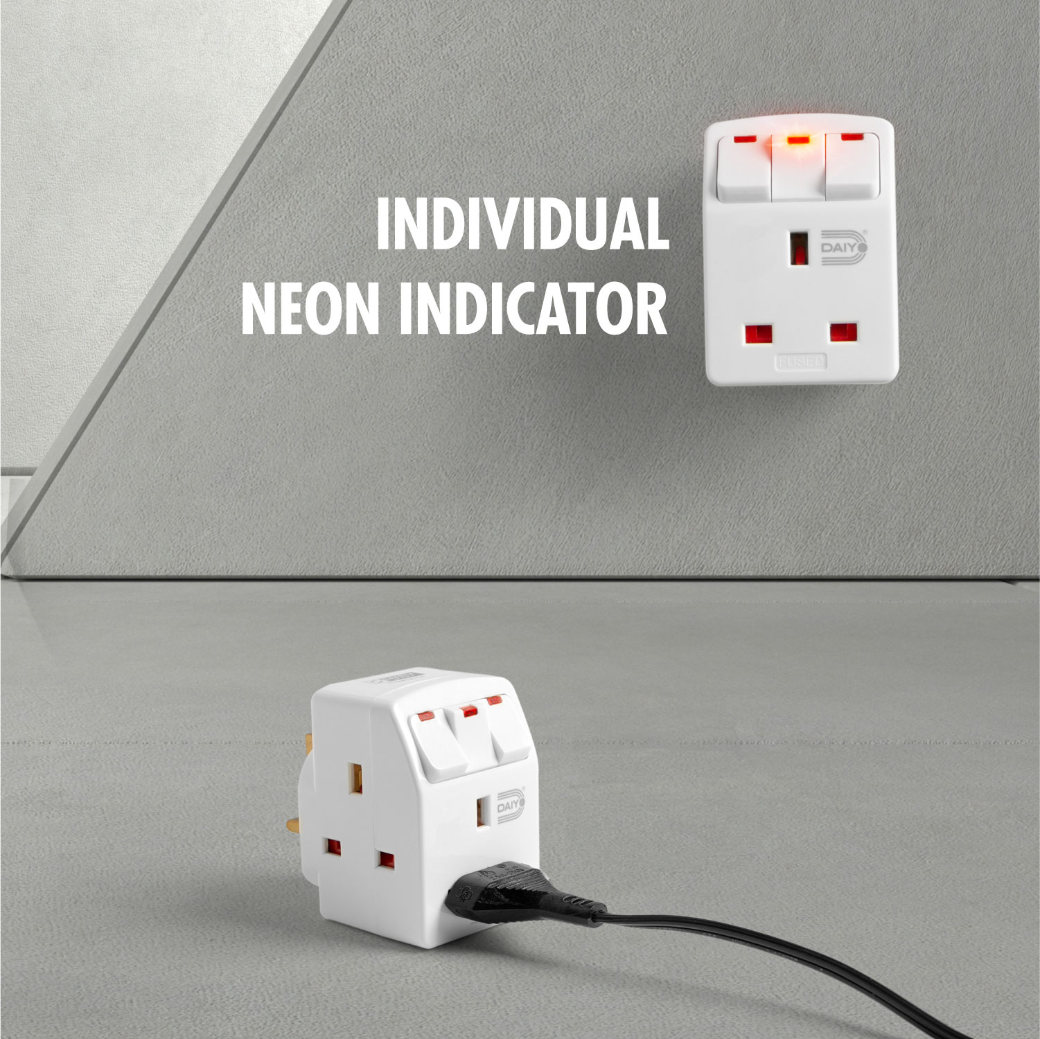 Daiyo DE 291 3 Way Multi Adaptor With Switch & Neon | Shopee Singapore