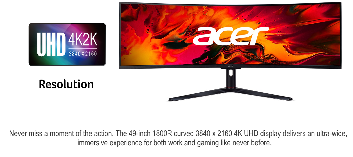 [144HZ Refresh Rate] Acer EI491CR S 49-inch DFHD Curved Display Monitor ...
