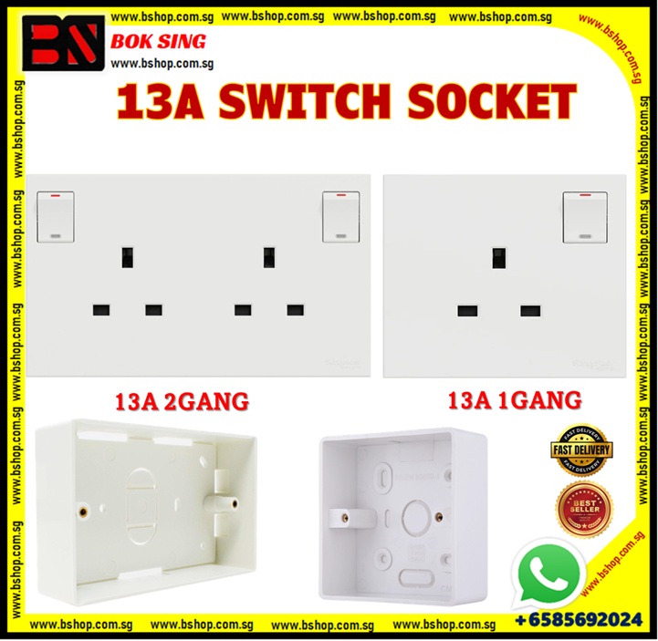 13A ELECTRIC SWITCHED SOCKET/13A 1GANG/13A 2GANG SWITCH SOCKET | Shopee ...