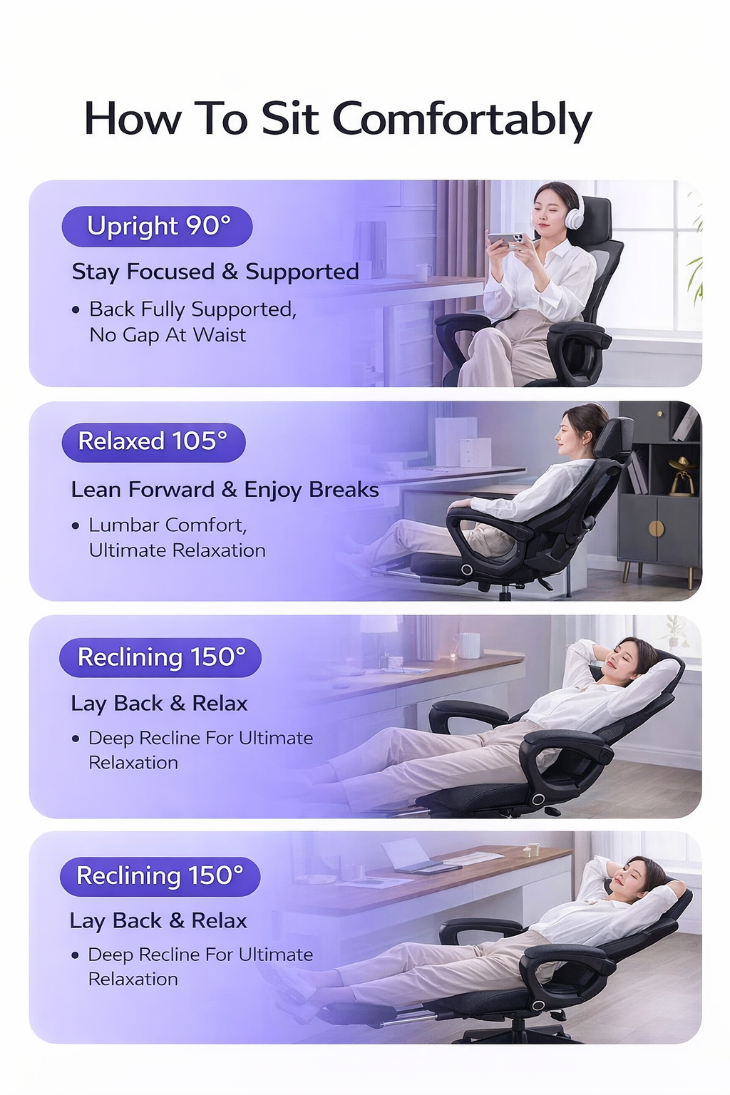 Ergonomic Computer Chair, Comfortable Reclining Gaming & Office Chair ...