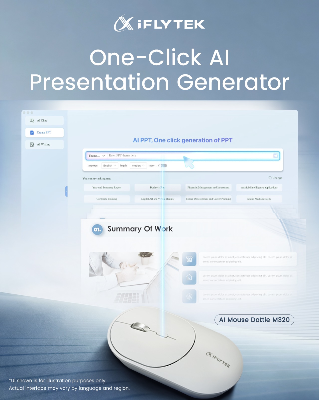 iFLYTEK Dottie Wireless M320 Mouse - Voice Transcription/ AI Writing ...