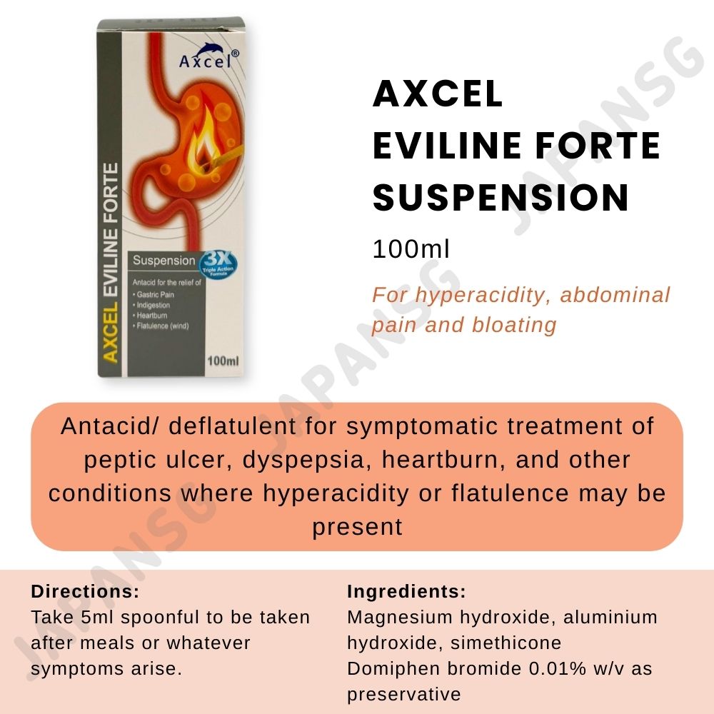 Axcel Eviline Forte Suspension 100ml (Antacid) | Shopee Singapore