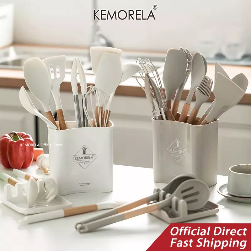 KEMORELA White Silicone Kitchenware Cooking Tools Kitchen Cookware Set ...