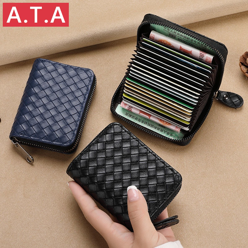 A.T.A Women's Card holder Highgrade leather texture woven coin purse