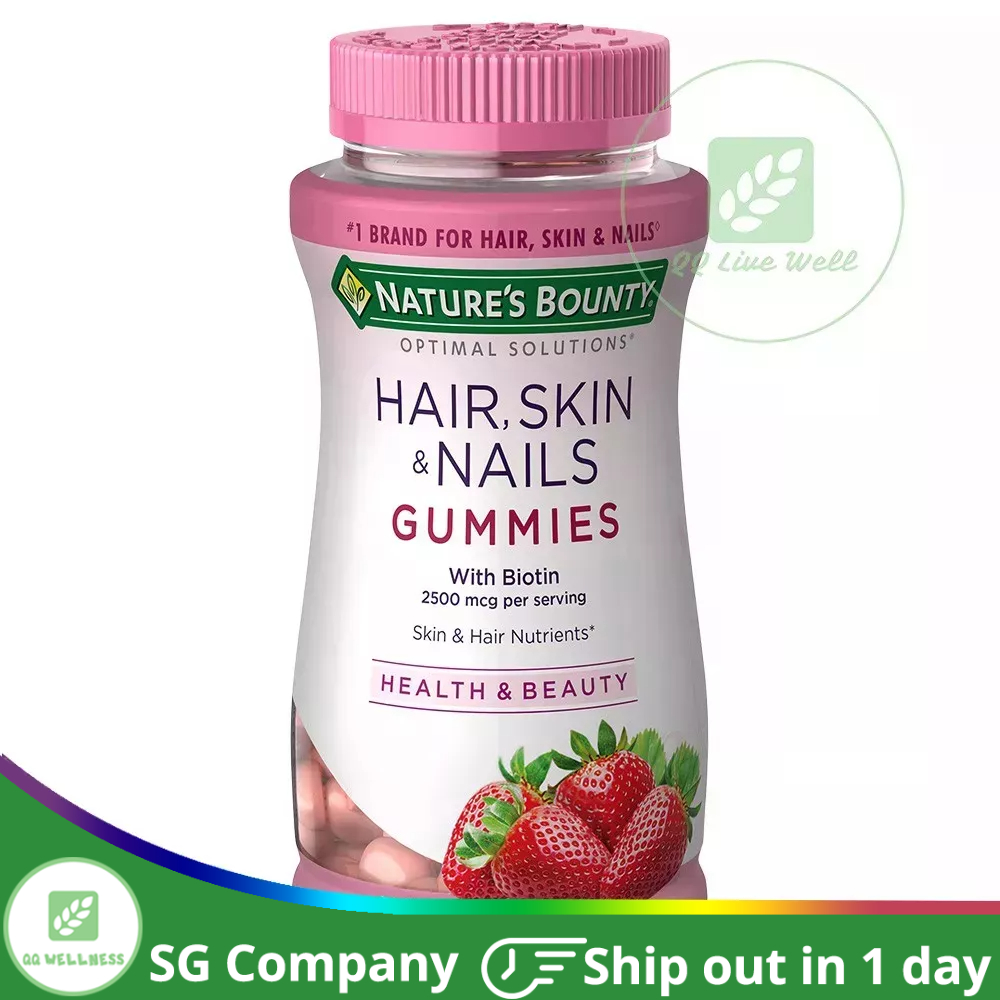 Nature's Bounty Hair, Skin & Nails 80/140 Strawberry Flavored Gummies