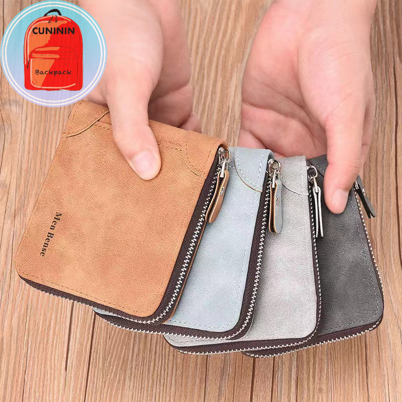 High Quality Large Capacity Multifunctional PU Leather Men's Wallet With Zipper Ready Stock