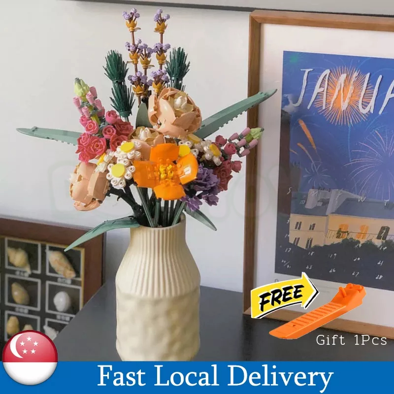 【SG】LE.GE Compatible Flower Bouquet 10280 Small Particle Building Blocks Rose Immortal Flower Dearyoyo