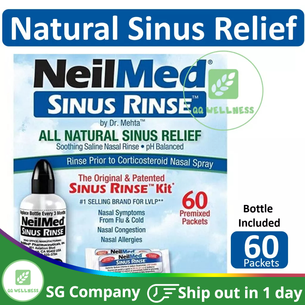 👍NeilMed Sinus Rinse Complete Nasal Saline Rinse Kit With 60 Premixed