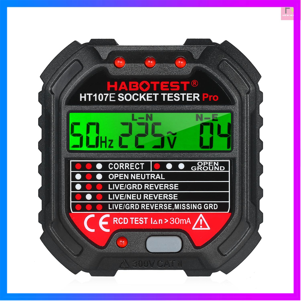 F&L HABOTEST GFCI Outlet Tester with Voltage Display 90-250V Socket Tester Automatic Electric Circuit Polarity Voltage Detector Breaker Finder HT107E