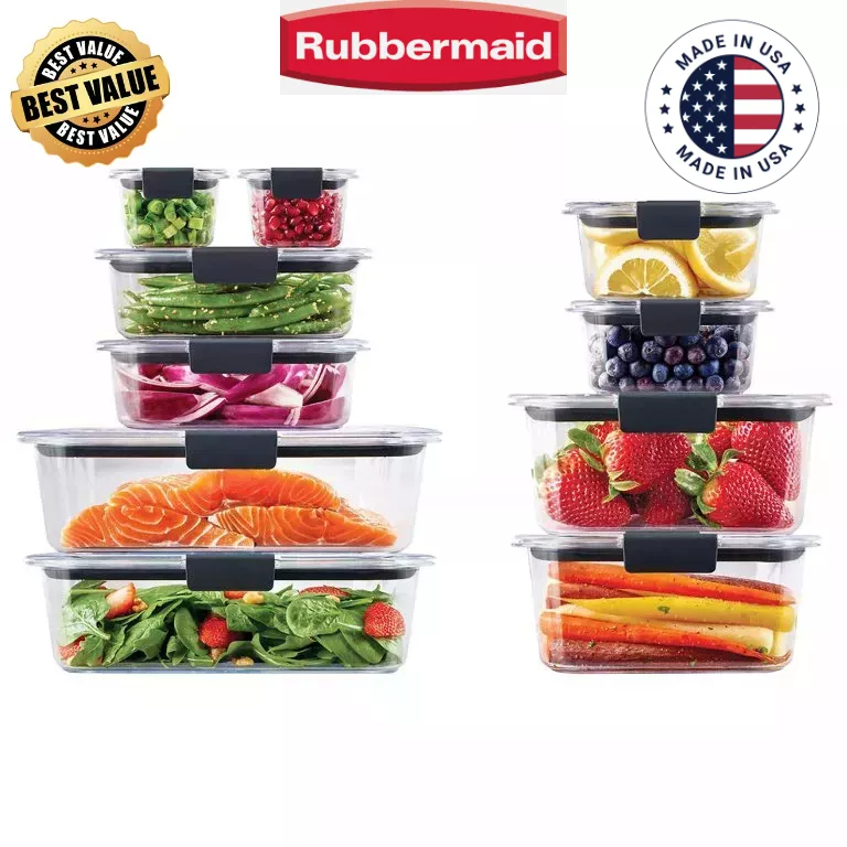 Rubbermaid Brilliance Storage Plastic Containers with Lids, Clear 20