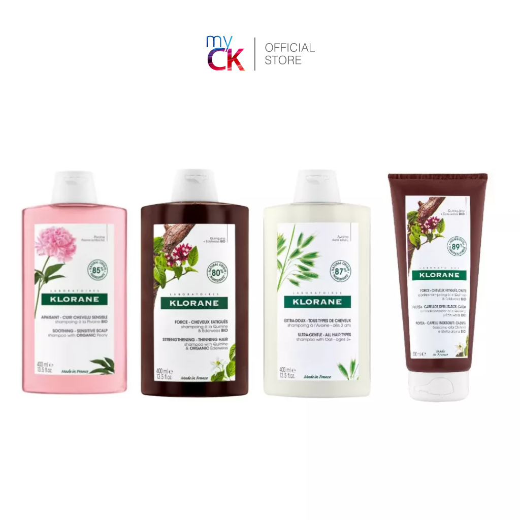 KLORANE Shampoo/Conditioner (Quinine/Peony/Oat Milk) 400ml/200ml