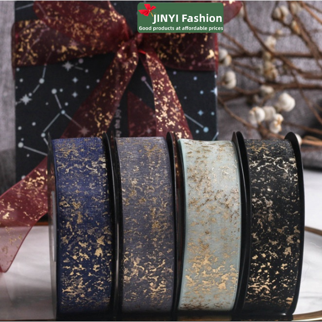 Gold Foil Textured Organza Ribbon~ High Class Bronzing Flake Pattern ...