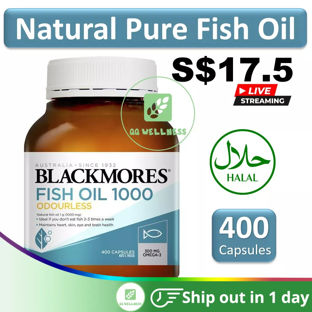 👍Blackmores Fish Oil 1000mg Omega3 400 Capsules Halal Natural Omega 3