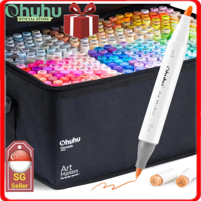 Ohuhu Alcohol Markers Brush Chisel Dual Tips Art Marker Set For Artist ...