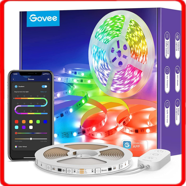 RGBIC LED Strip 5m, Segmented Rainbow-Like Colour Picking LED Lights ...