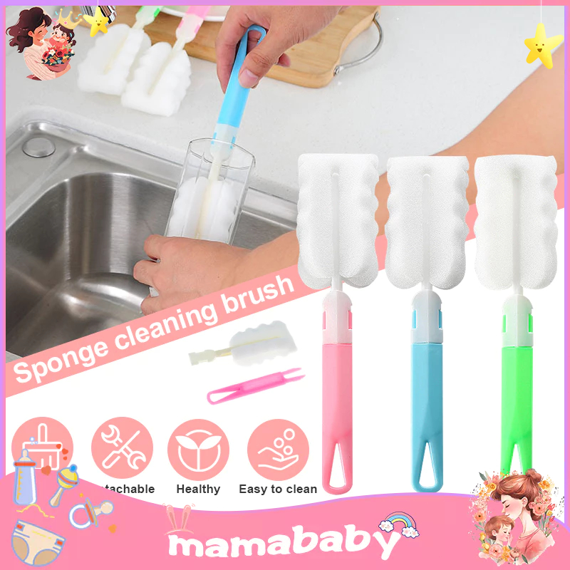 【SG Ready Stock】Baby Bottle Brush Sponge Glass Cup Milk Bottle Nipple Cleaning Brush 海绵清洁刷