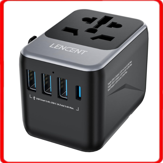 LENCENT Universal Travel Adapter, International Power Plug Adaptor with ...