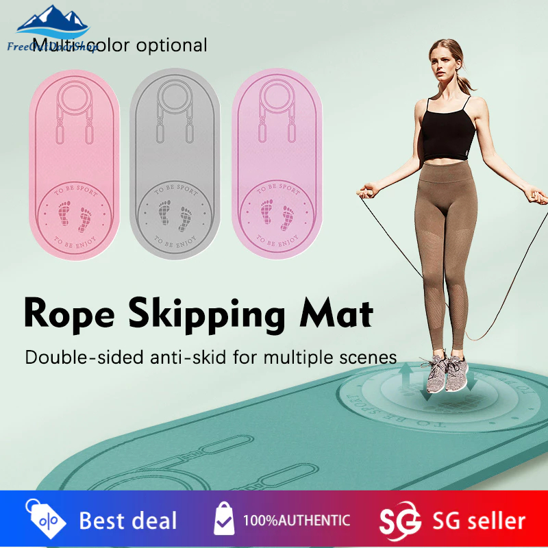 Jump rope on online yoga mat