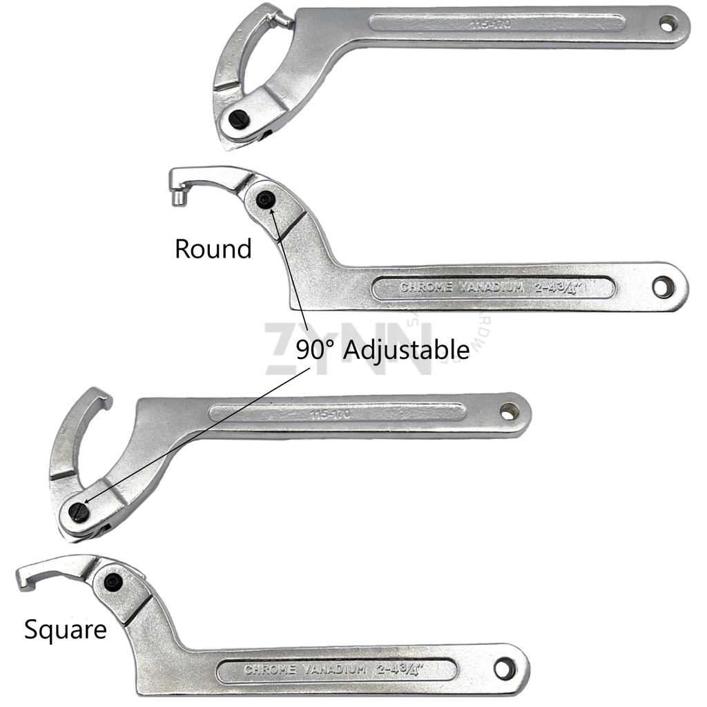 [SG STOCK] HOOK WRENCH ROUND/SQUARE HEAD Adjustable Spanner Chrome ...