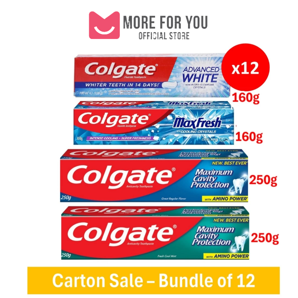 💕MORE FOR YOU💕Colgate Maximum Cavity Toothpaste 160g/250g x12 tubes ...