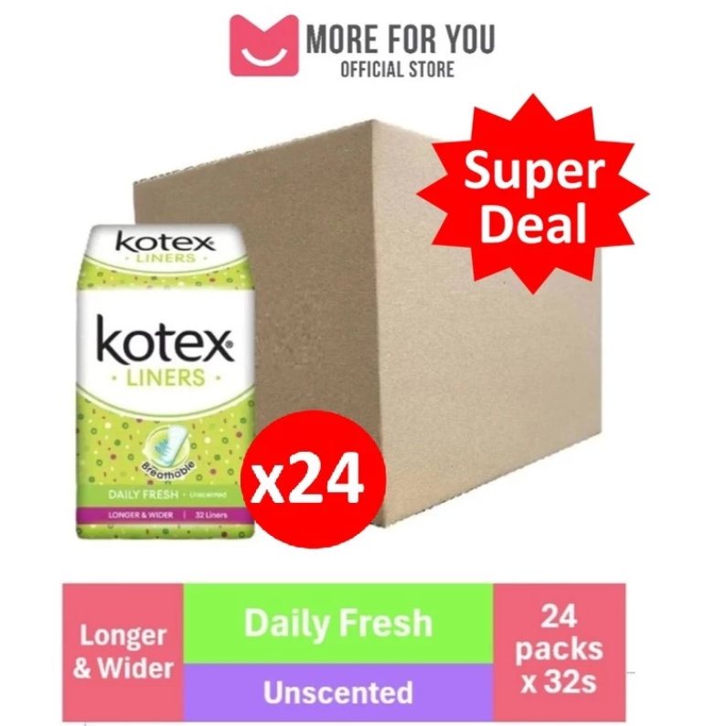 💕MORE FOR YOU💕Kotex Pantyliner Daily Fresh Longer & Wider 175cm ...
