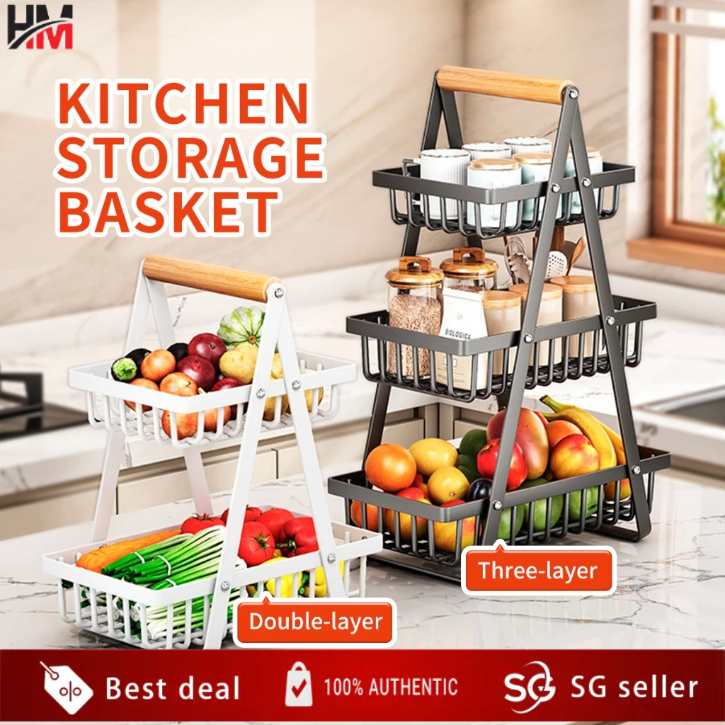 【HM】SG STOCK 2/3 Tier Onion Rack Fruit Basket Vegetable Storage Kitchen ...