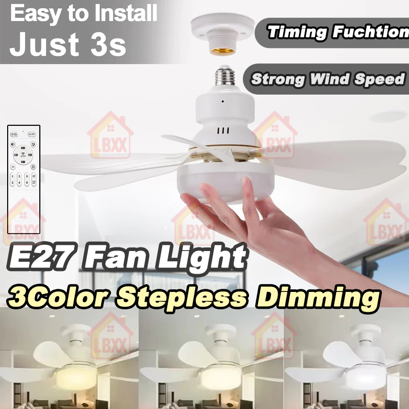 Lvkakmox Ceiling Fans With Lights - 2 Pcs Socket Ceiling Fan 10"" Fan