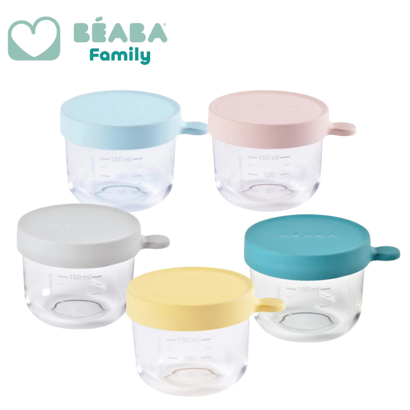 Beaba Superior Glass Jar 150ml - Light Blue | Pink | Yellow | Blue ...