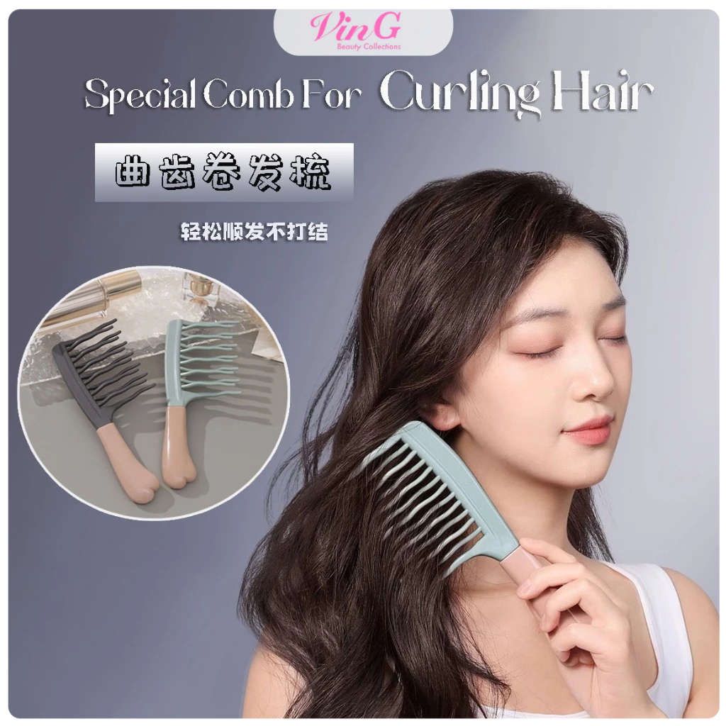 Double Row Wavy Curling Comb Wide-Tooth Curly Hair Comb Perfect for ...