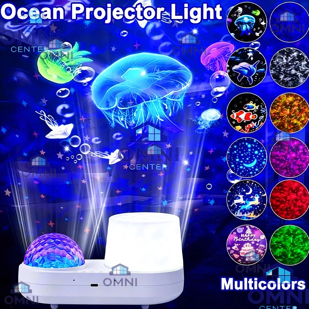 Stereo Ocean Projector Light for Bedroom Led Sky Wave Color Rotating ...