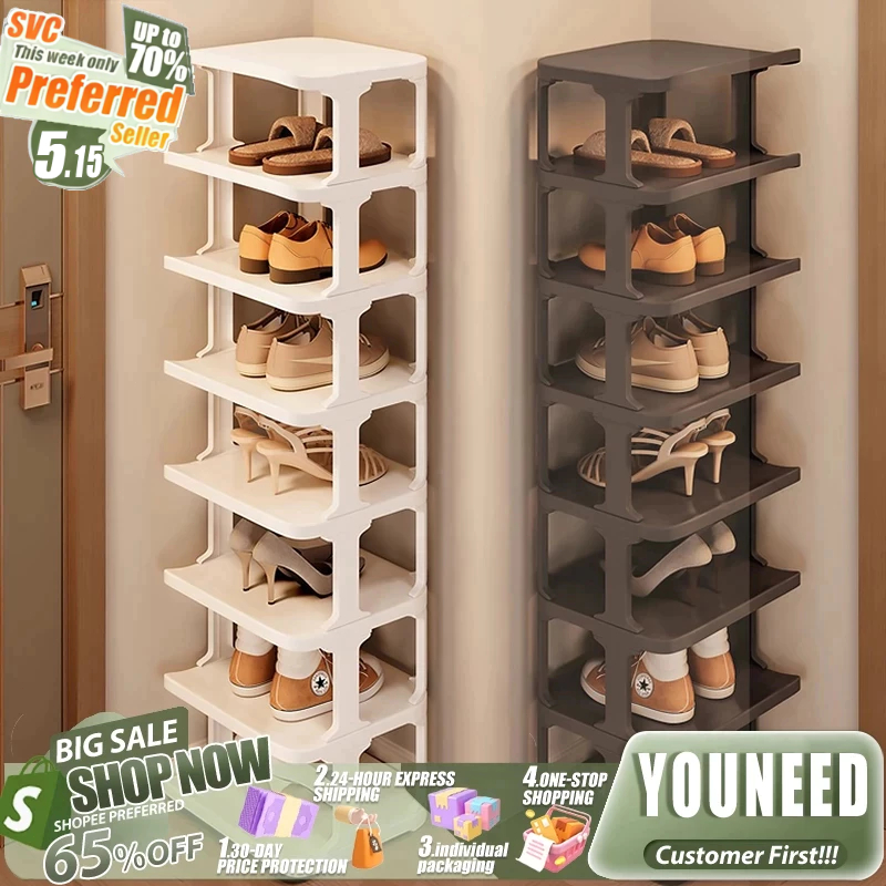 YOUNEED 10 Layers Multi-Layer Shoe Rack Plastic Simple Shoe Racks Space ...