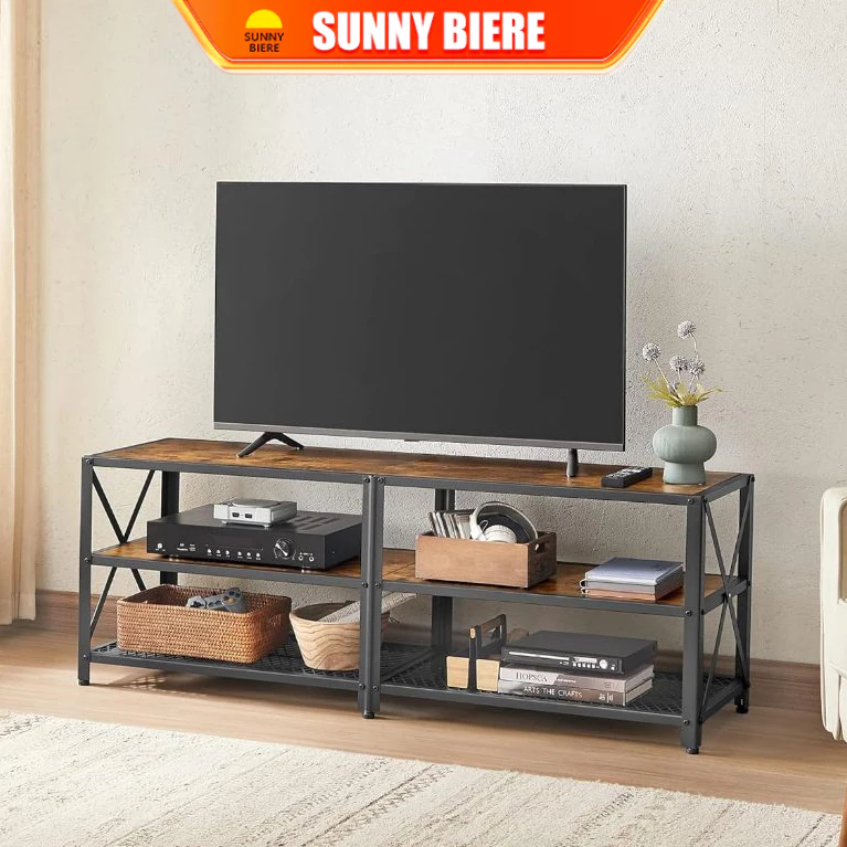 SNB Wrought Iron Solid Wood Storage Rack Multi-layer Living Room TV ...
