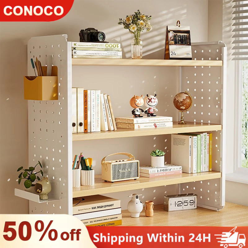 COCO Desktop Storage Rack Tabletop Bookshelf With Pegboard Home Study ...