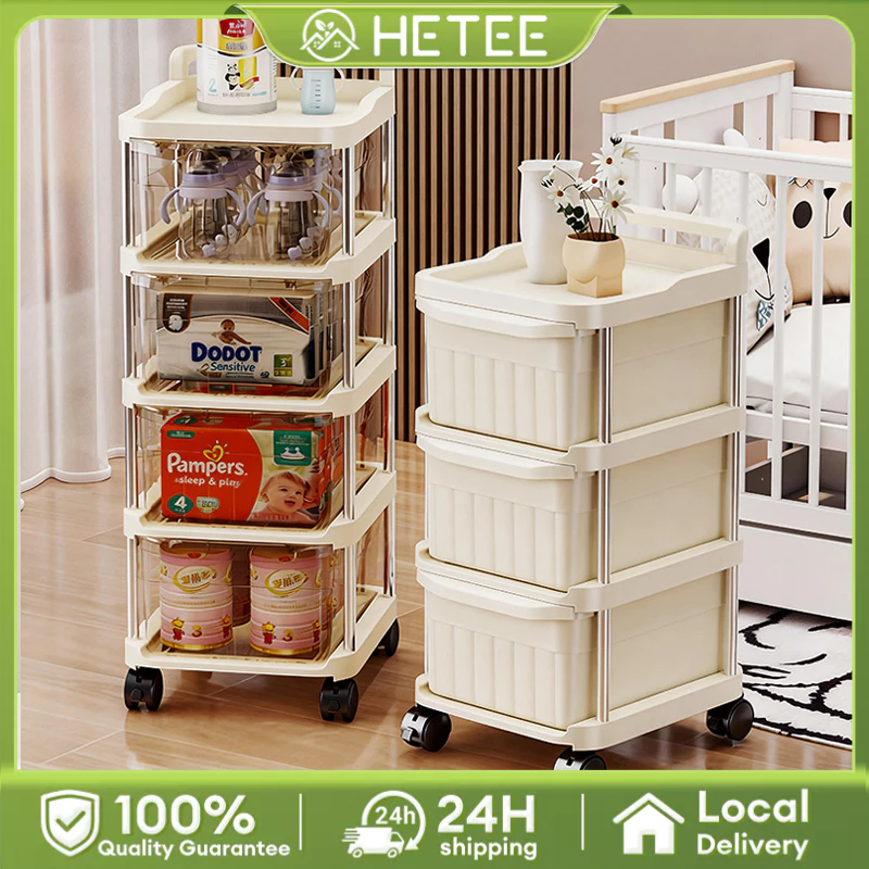 【SG Stock】Storage Trolley Rack Snacks Toys Drawer Storage With Wheels ...