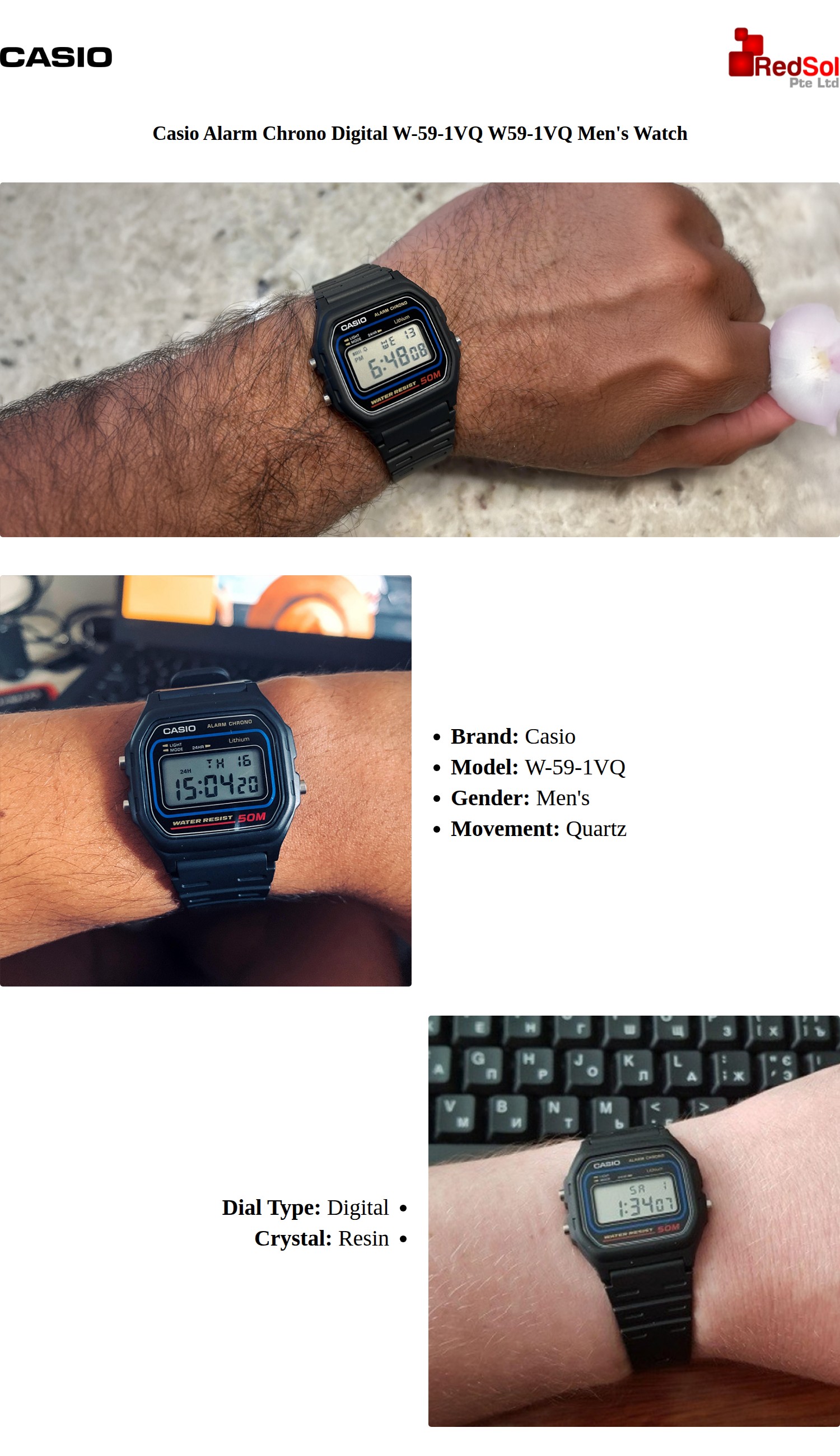 [Creationwatches] Casio Alarm Chrono Digital W-59-1VQ W59-1VQ Men's ...