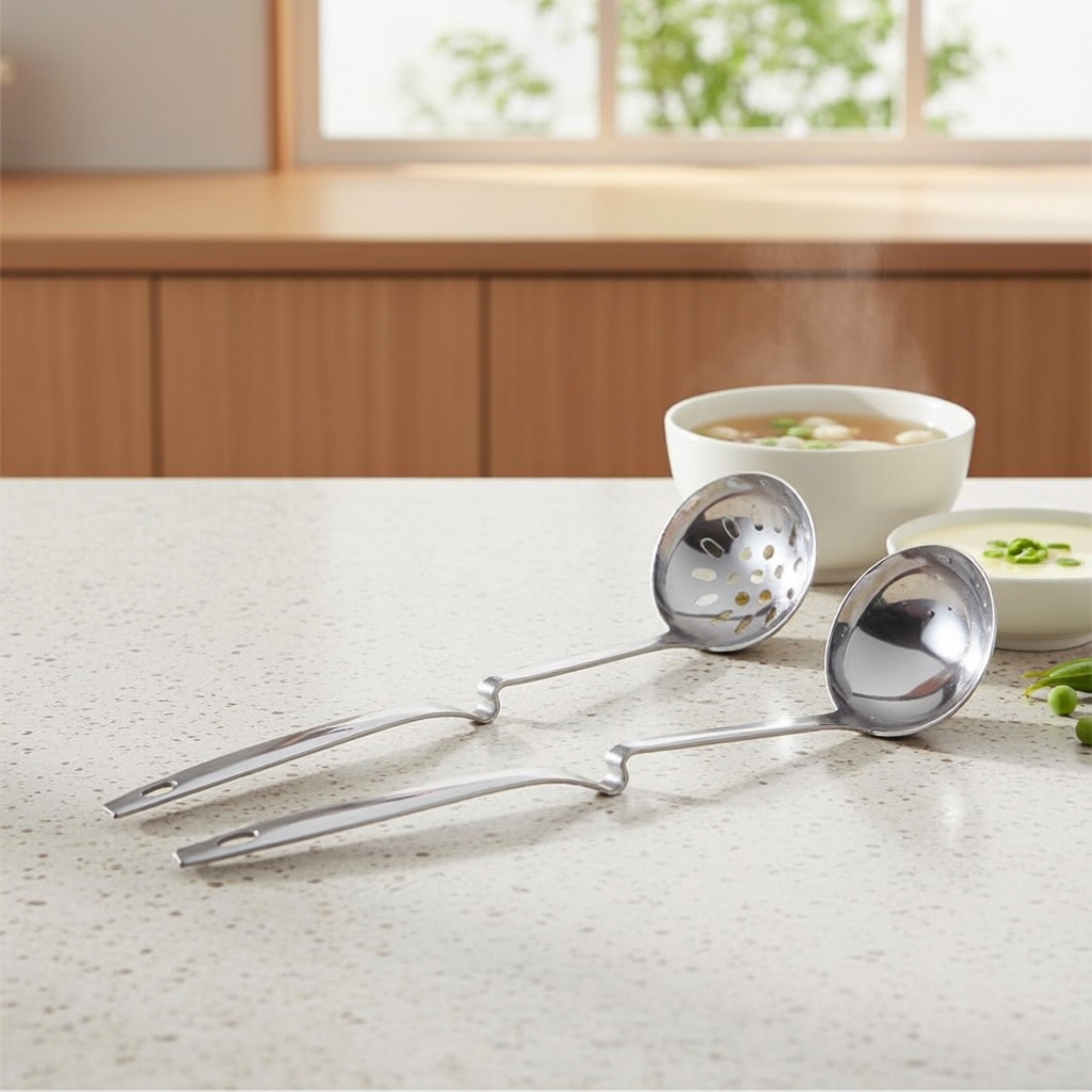 Hot Pot Ladle with Curved Grip, Heavy Duty Stainless Steel Kitchen ...