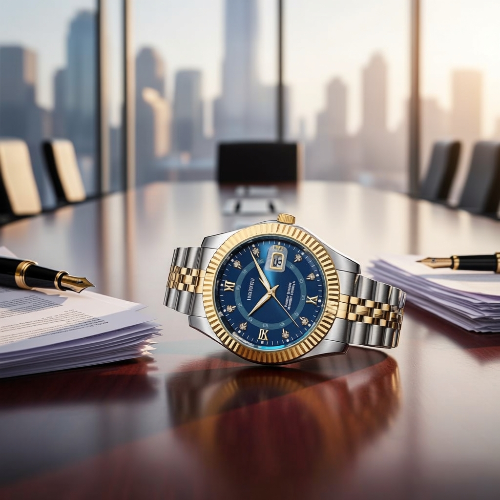 Genuine men's luxury business watch – stainless steel case, waterproof ...