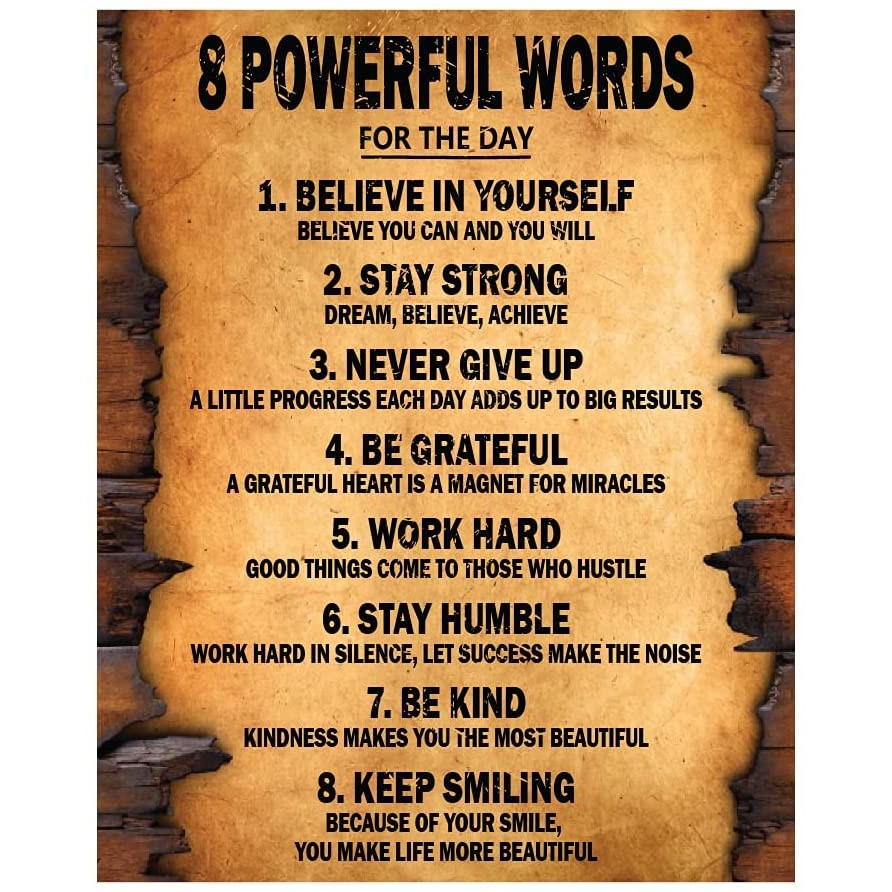Powerful Words for the day Motivational Poster Thick Cardstock Paper ...
