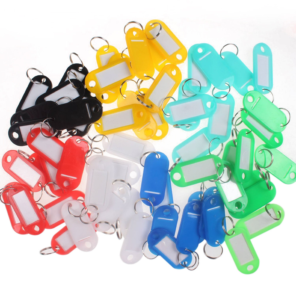50pcs Plastic Key Fobs Luggage ID Tags Labels with Key Rings (Random ...