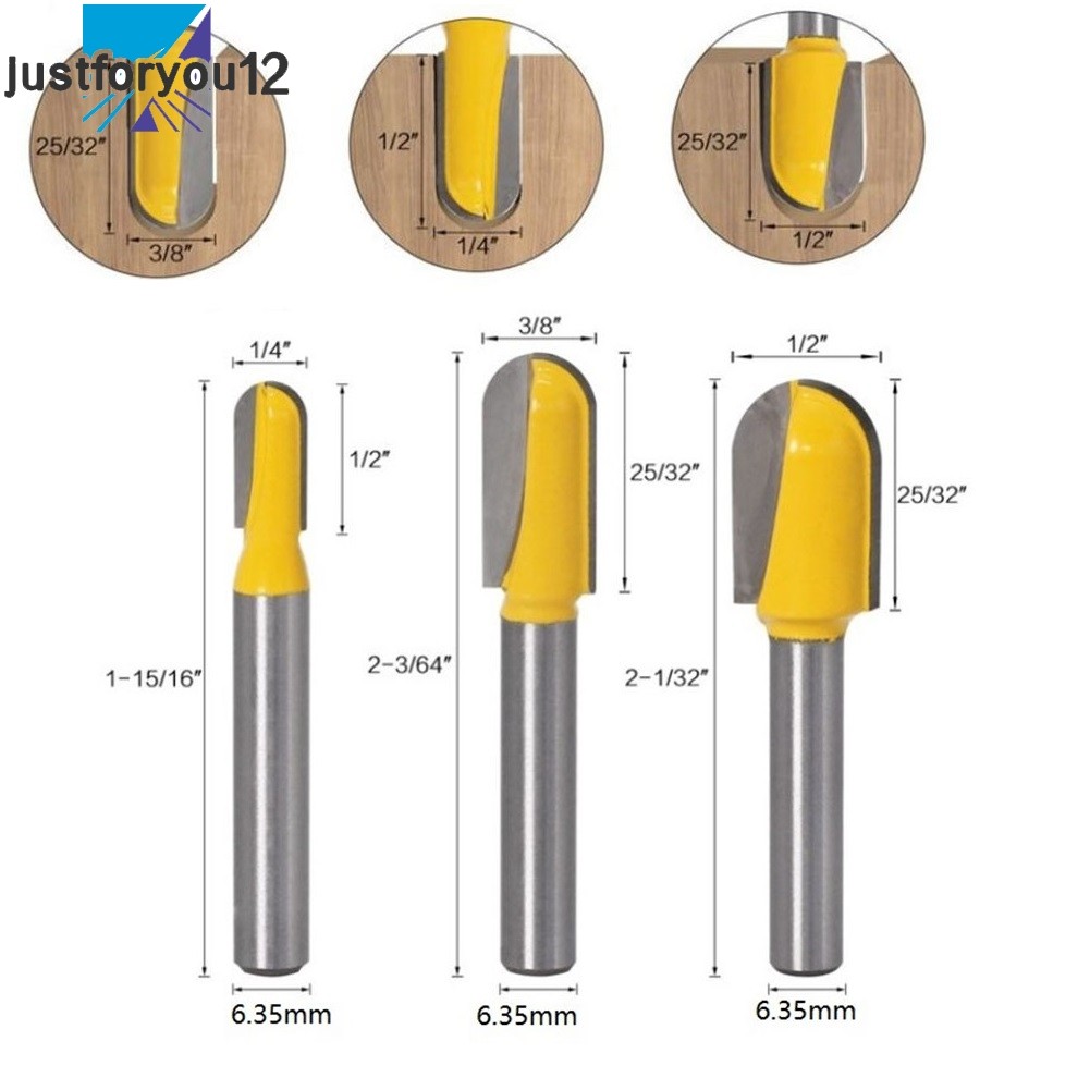 Long Blade Round Nose Wood Router Bit Long Reach Core Box Cutter 6.35mm ...