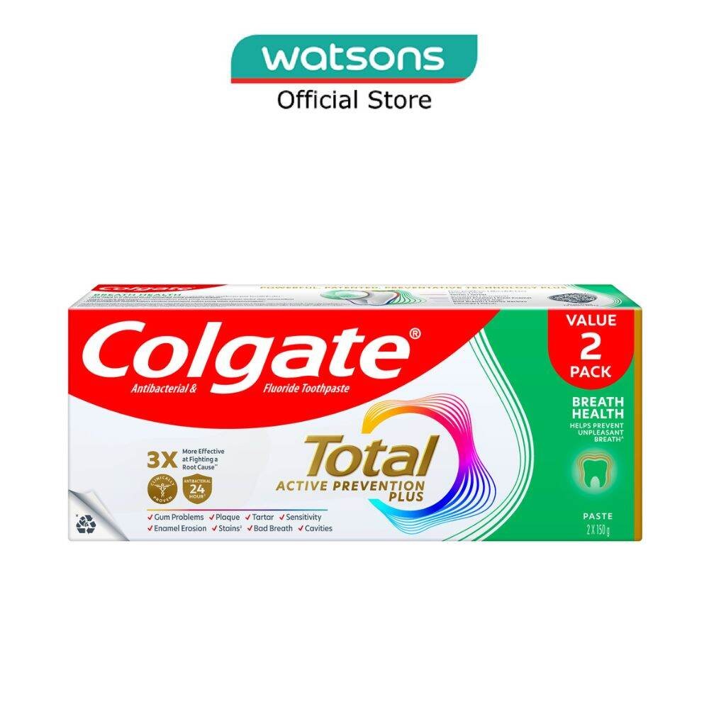 COLGATE Total Active Prevention Plus Breath Health Twin Pack 150g x 2s ...