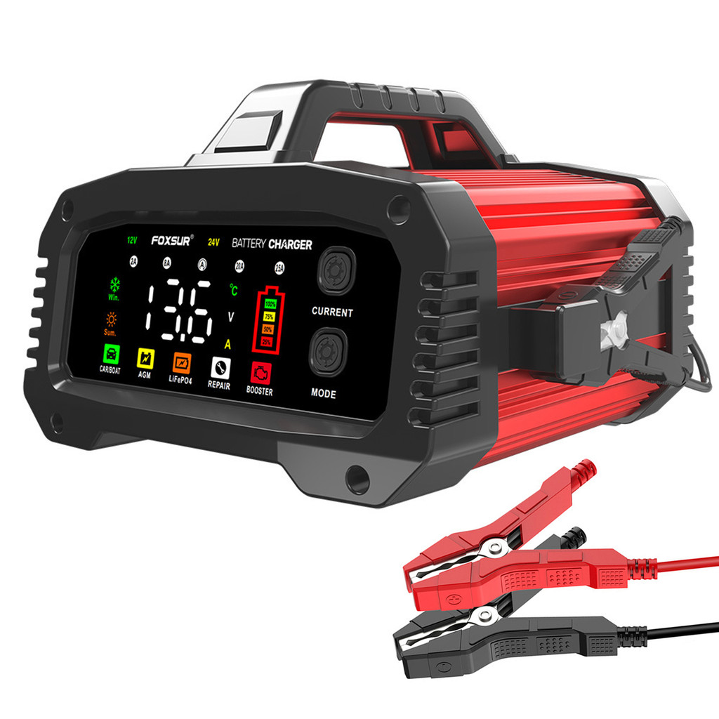 funesg FOXSUR 25A Smart Car Battery Charger 12V/25A 24V/15A Portable ...