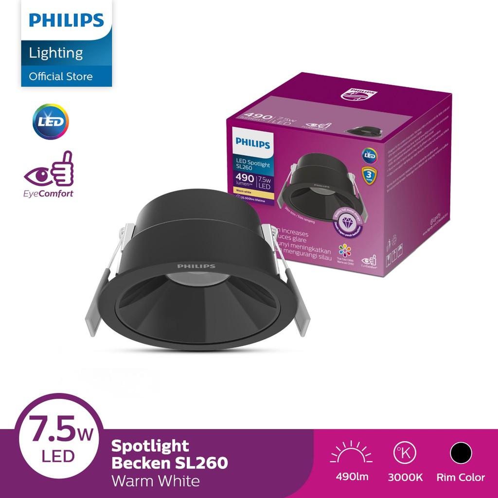 CAHAYA Philips Black Spotlight SL260 RD WH 075 7.5W 930 36 Yellow Light ...