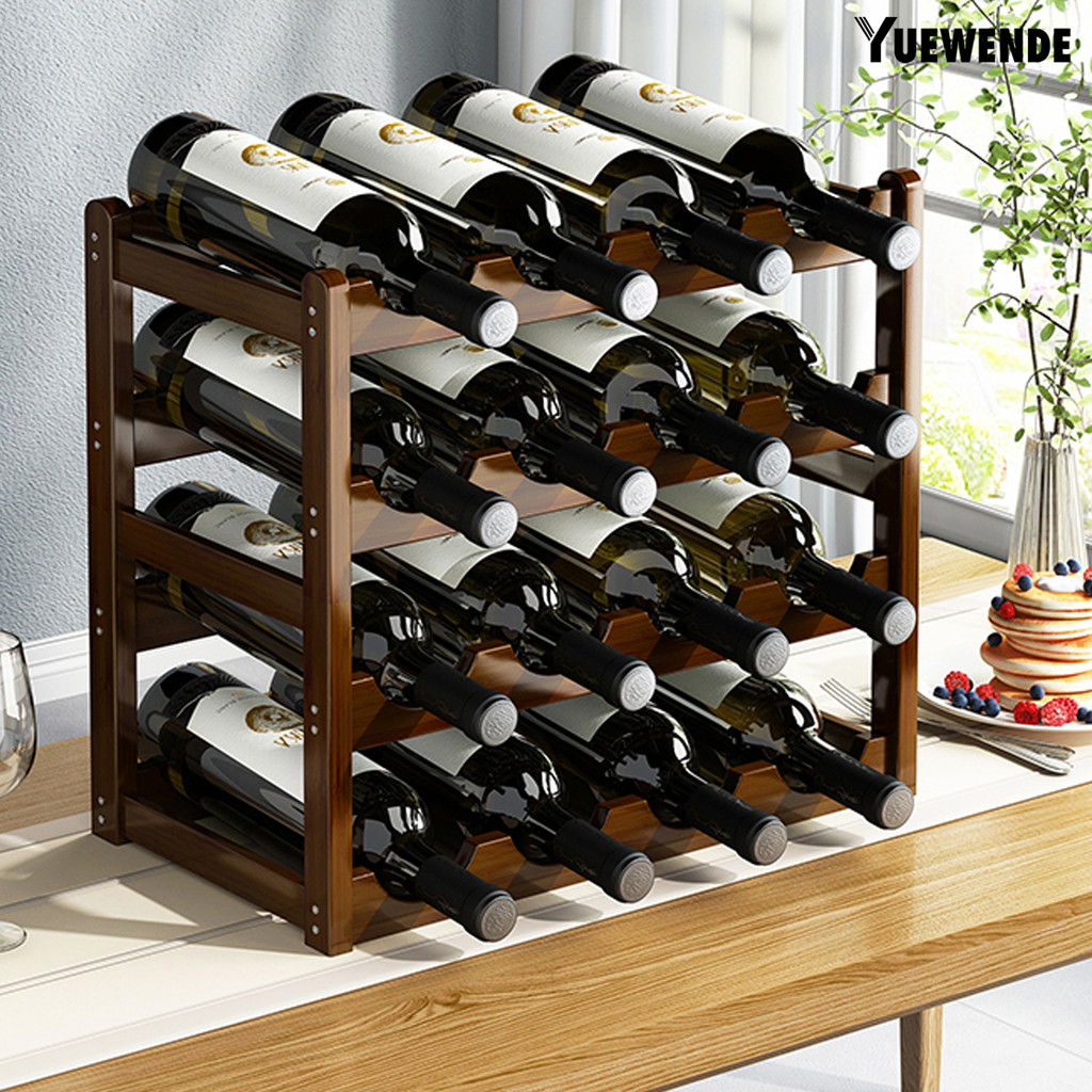 【YW】Bamboo Wine Rack Holder Bar Cabinets Stackable Storage Cube ...