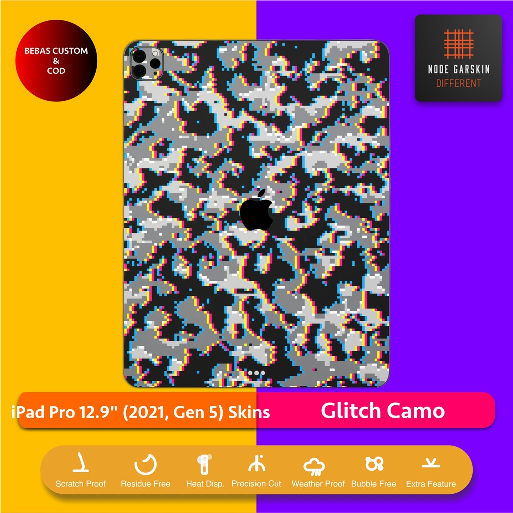 Garskin Skin iPad Pro 12.9 2021 Gen 5 Glitch Camo Fullbody Backonly ...