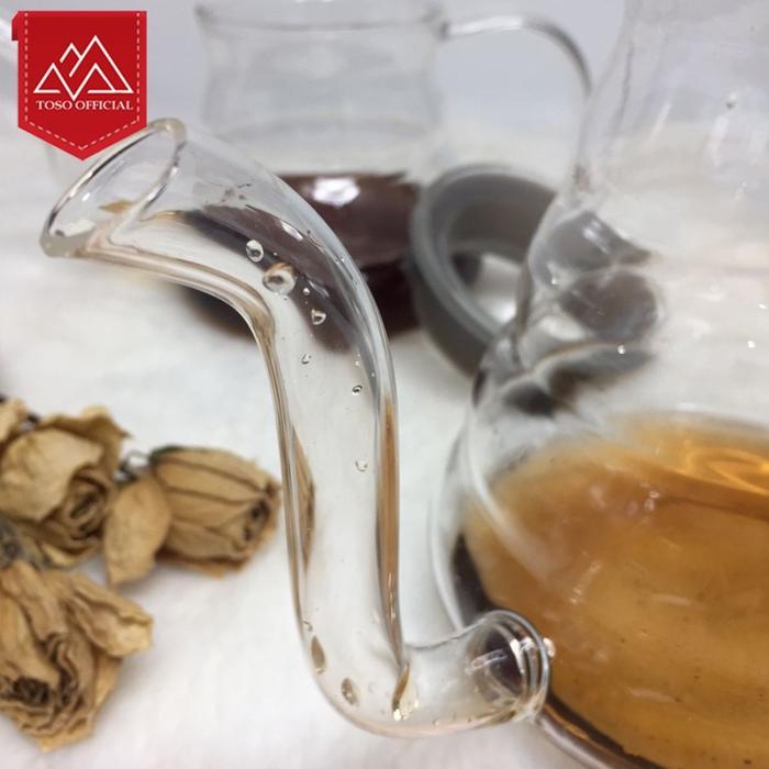V60 Glass Coffee Pot Server Gooseneck CF 400ml Teko Leher Angsa Kopi - Gambar 3