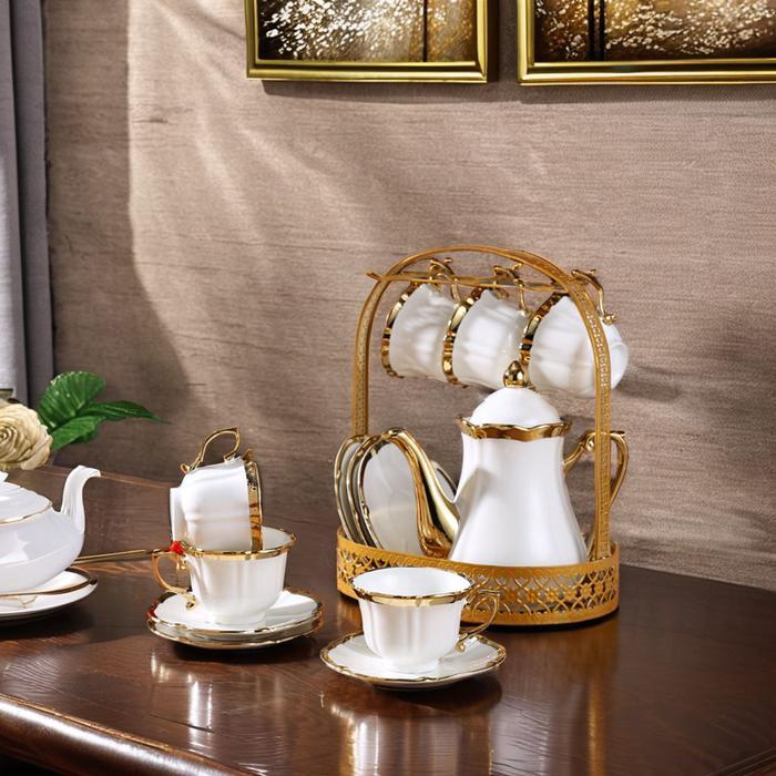 Set Teko Cangkir Keramik Kopi 1 Teapot 6 Cup European Style - KFB45 - Gambar 3