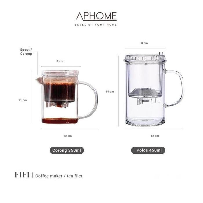 APHOME Coffee Maker Tea Infuser Cangkir Teh Kopi dengan Saringan Teh Kopi Dispensing Teapot Coffee - Gambar 2