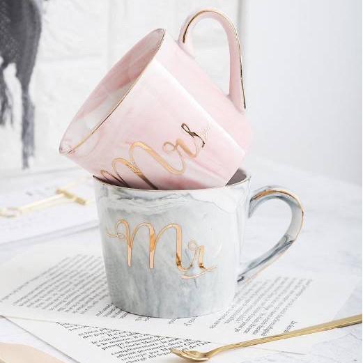 Wedding Gift Set Mug Couple Marble Mug / Ide Kado Mug Pasangann Murah Gold Kitchenware